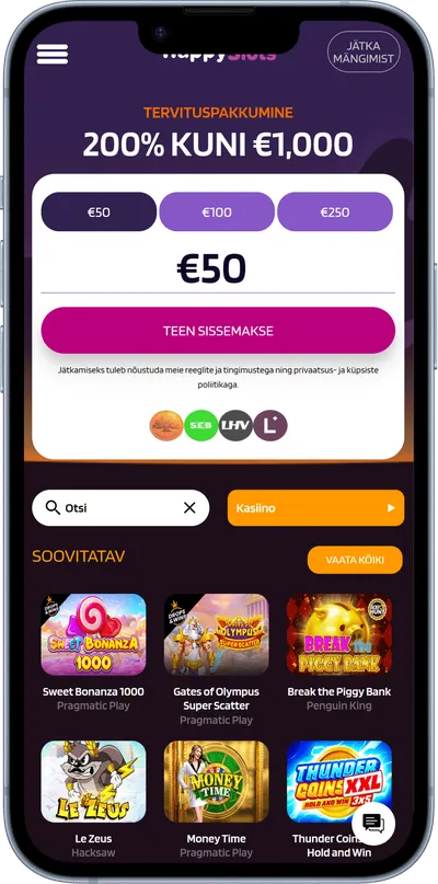 happyslots kasiino mobiilne veebileht