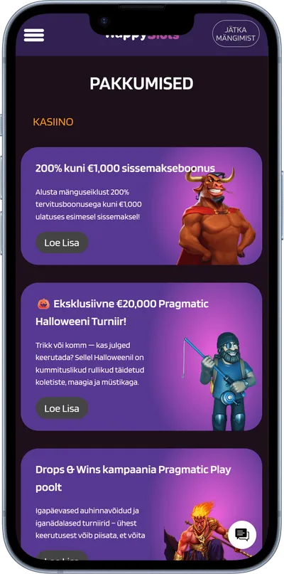 happyslots kasiino mobiilne veebileht pakkumised