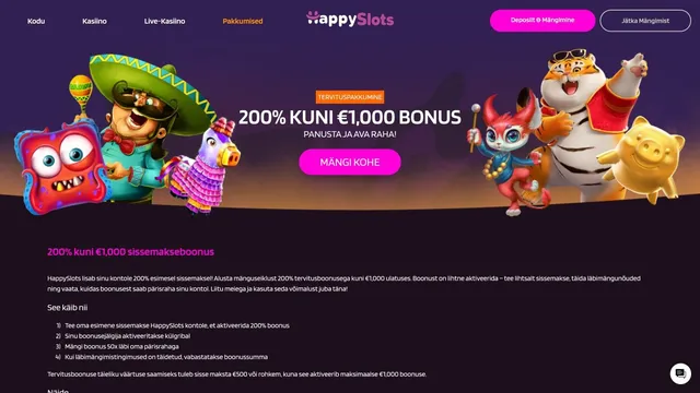 happyslots kasiino tervitusboonus