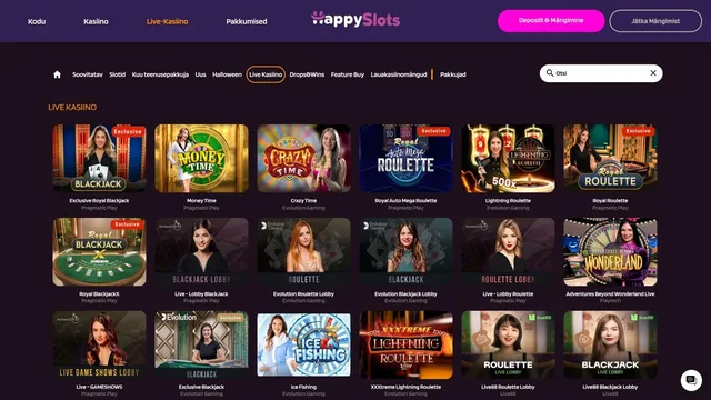 happyslots live kasiino mängud