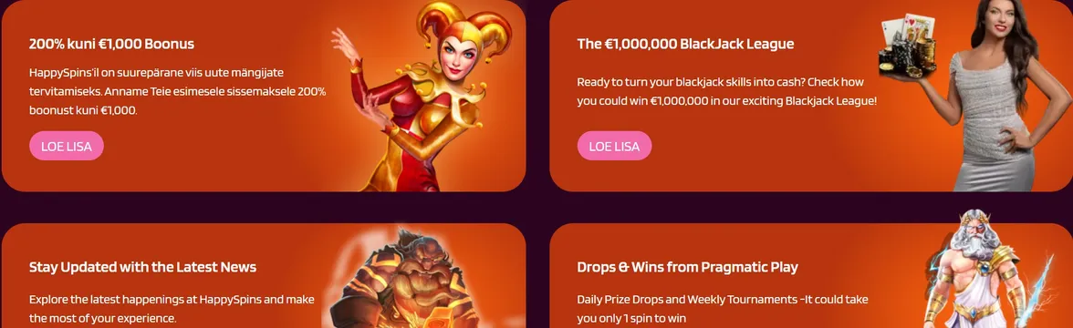 happyspins kasiino pakkumised