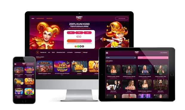 happyspins kasiino website screens