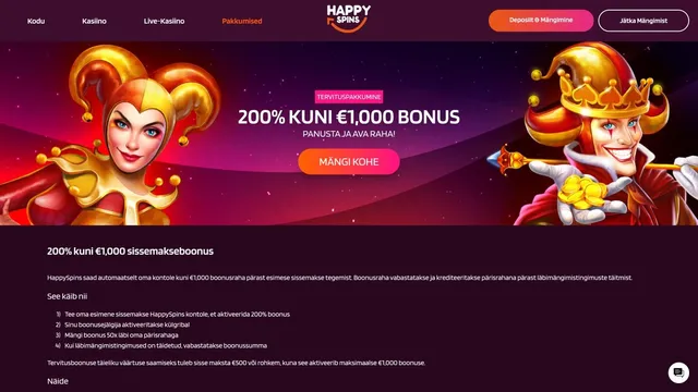 happyspins kasiino tervituspakkumine