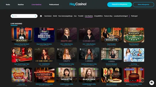 heycasino live kasiino mängud