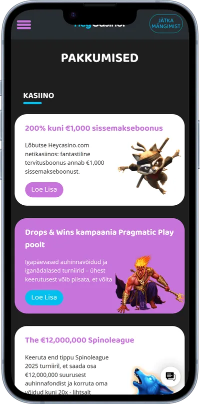 heycasino mobiilne veebileht kampaaniad