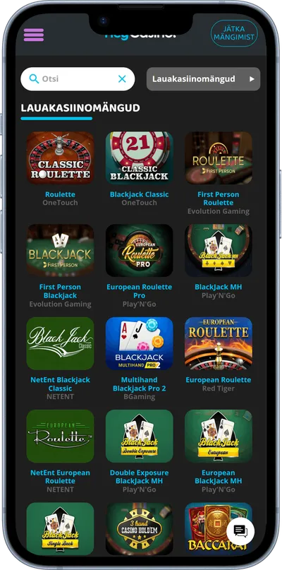 heycasino mobiilne veebileht lauamängud