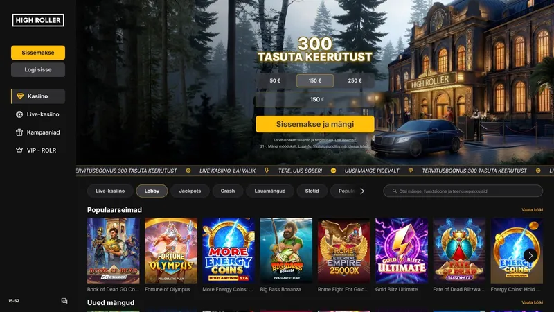 Highroller kasiino full screen