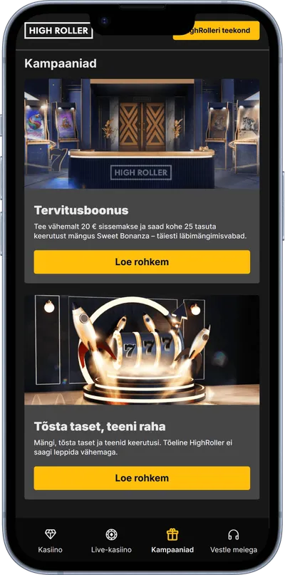 highroller kasiino mobiilne pakkumised