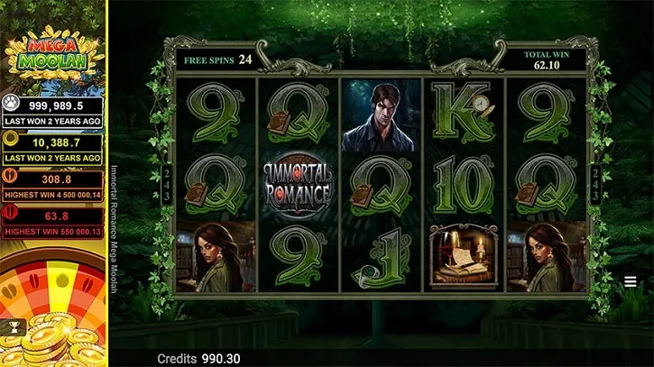 immortal romance mega moolah slot screen