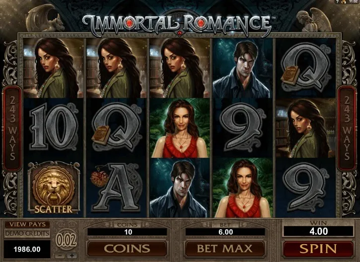 immortal romance slot screen