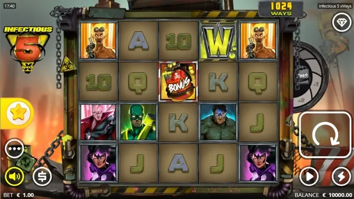 infectious 5 xways slot screen