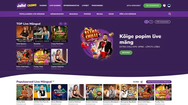 jalla casino live kasiino
