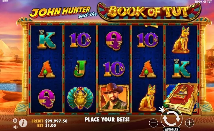 john hunter and the book of tut slot screen