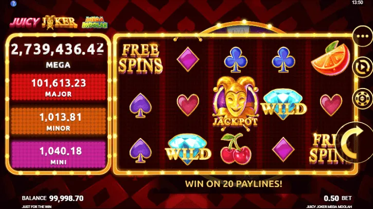 juicy joker mega moolah slot screen