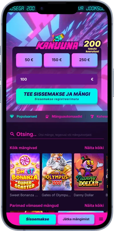 kanuuna kasiino mobiilne veebileht