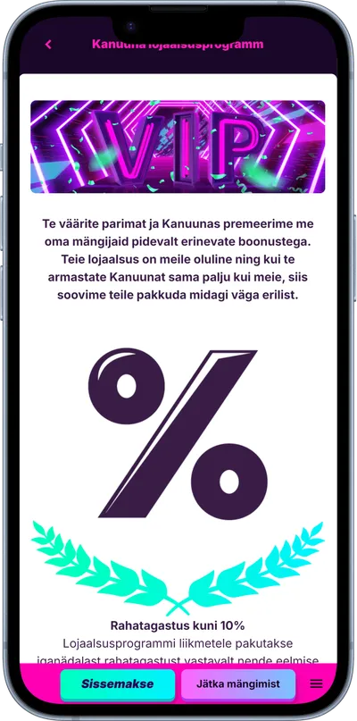kanuuna kasiino mobiilne veebileht vip