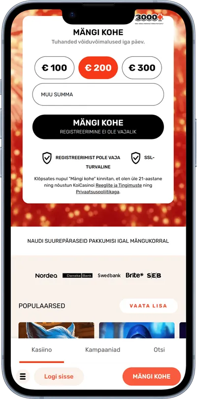 koi kasiino mobiilne veebileht