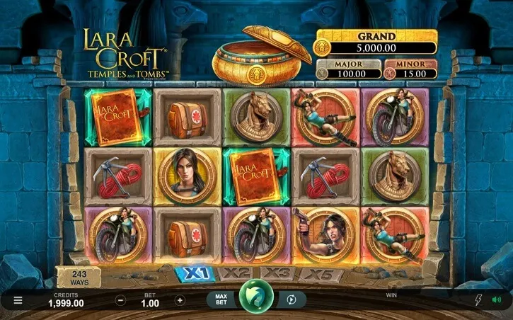 lara croft temples and tombs slot screen