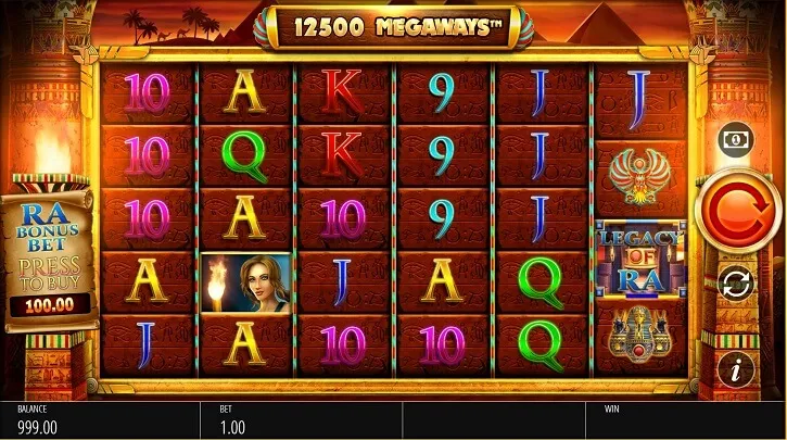 legacy of ra megaways slot screen