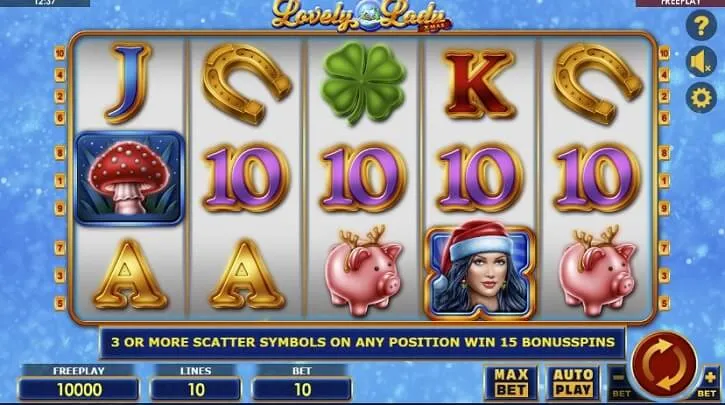lovely lady xmas slot screen