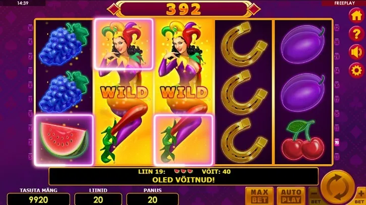 lucky joker 20 slot screen