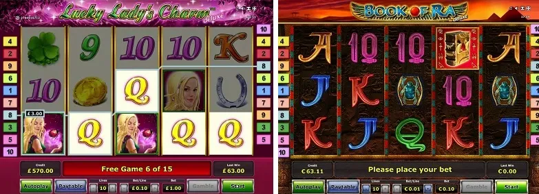 lucky ladys charm deluxe book of ra slot screen