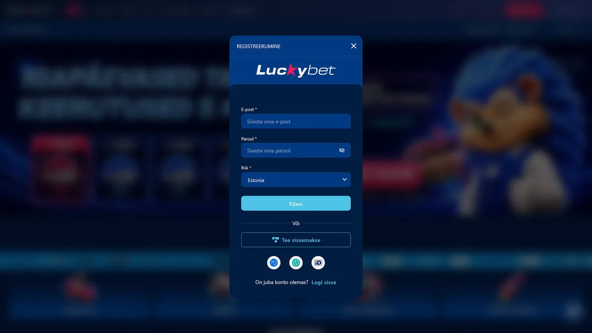 luckybet kasiino konto registreerimine