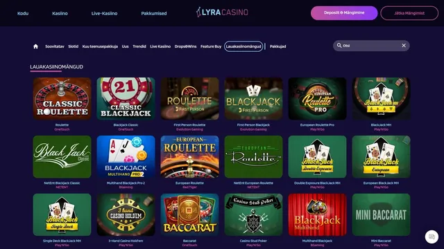 lyra casino lauamängud
