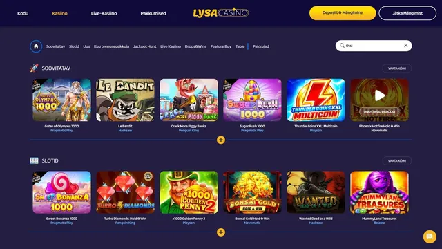 lysacasino kasiino slotid