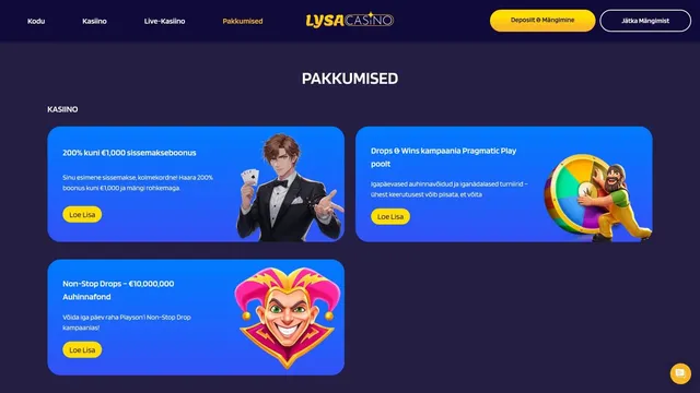 lysacasino pakkumised
