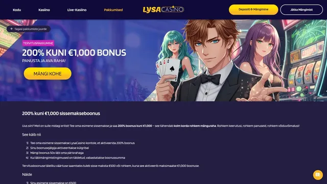 lysacasino tervitusboonus