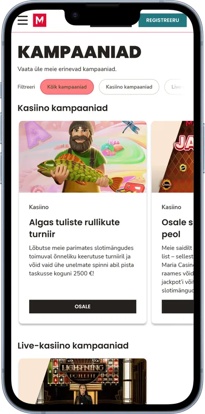 maria kasiino mobiilne veebileht kampaaniad