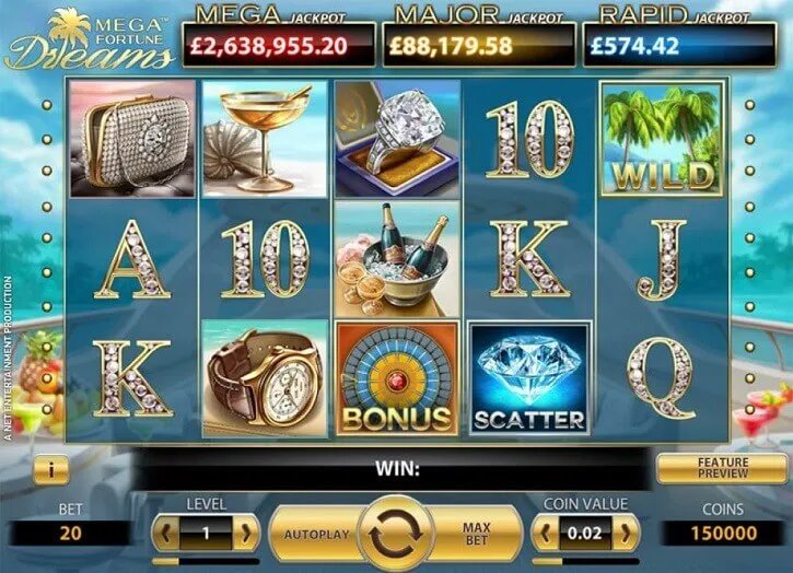 mega fortune dreams slot screen
