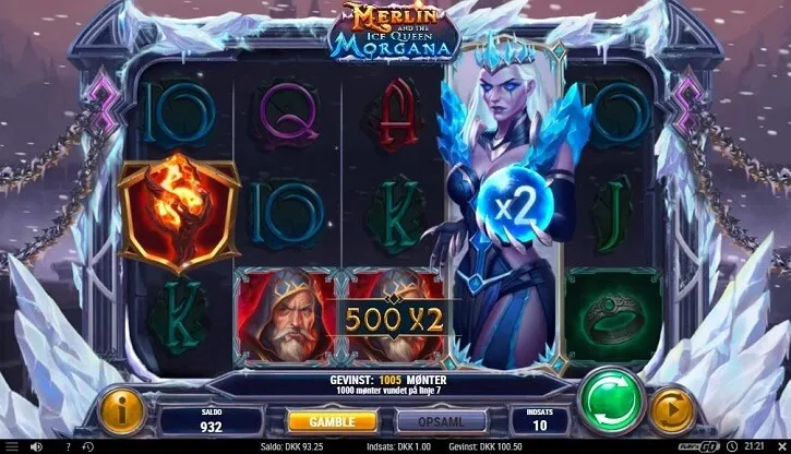 merlin and the ice queen morgana slot screen