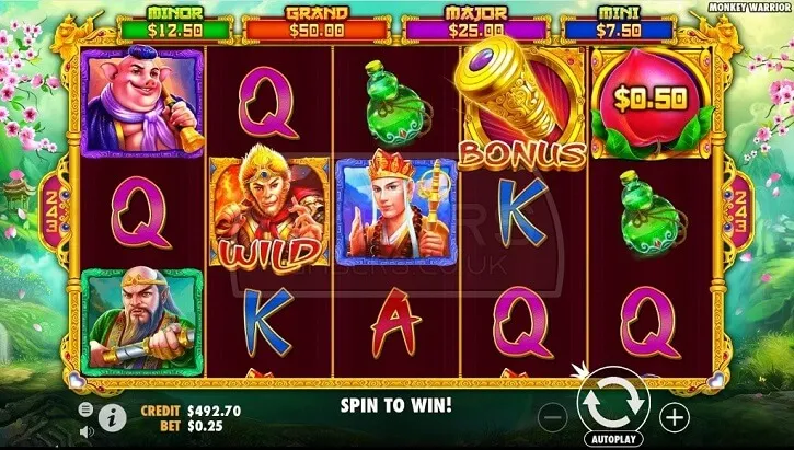 monkey warrior slot screen