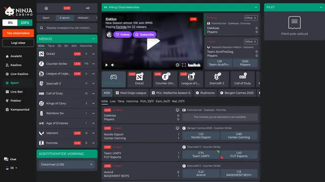 ninja kasiino esports