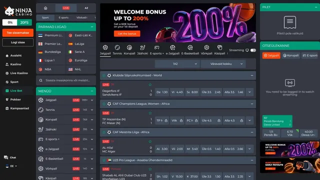 ninja kasiino live bet