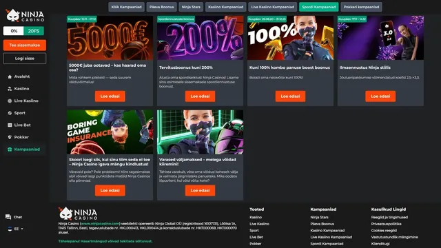ninja kasiino spordiennustuse kampaaniad