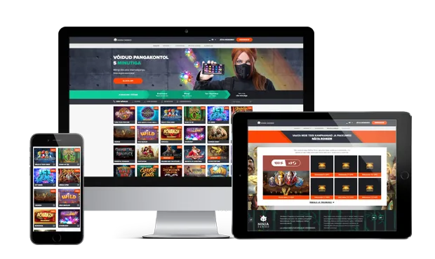 ninja kasiino website screens