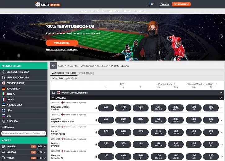 ninja spordiennustuse veebileht