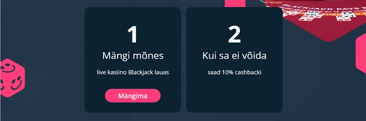 nutz live kasiino blackjack cashback sammud