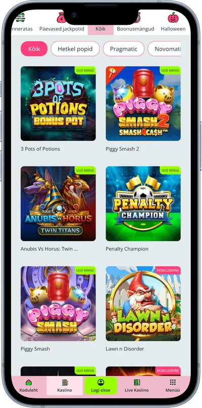 nutz kasiino mobiilne veebileht slotid