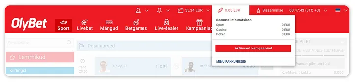 olybet kasiino kolmapaeva boonus konto