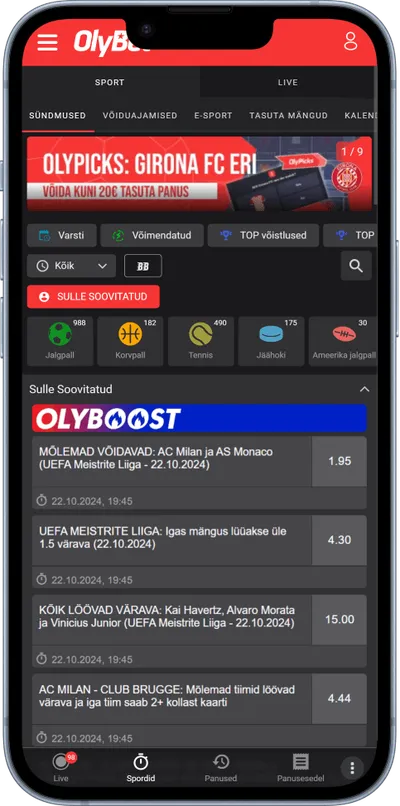 olybet kasiino mobile sport