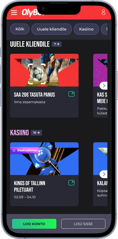 olybet mobiilne kasiino pakkumised