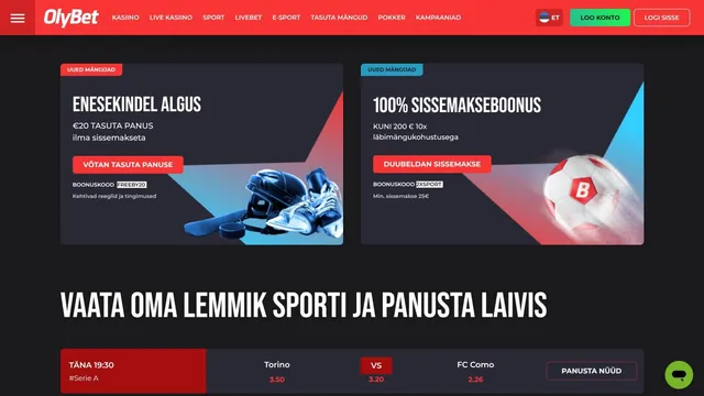 olybet spordiennustuse tervitusboonus