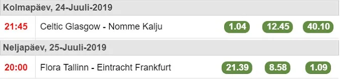 optibet champions league july matches
