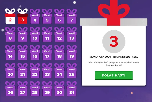 optibet kasiino joulukalender