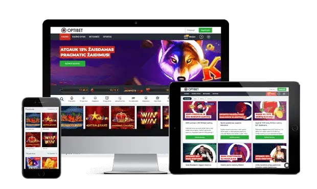 optibet kazino website screens