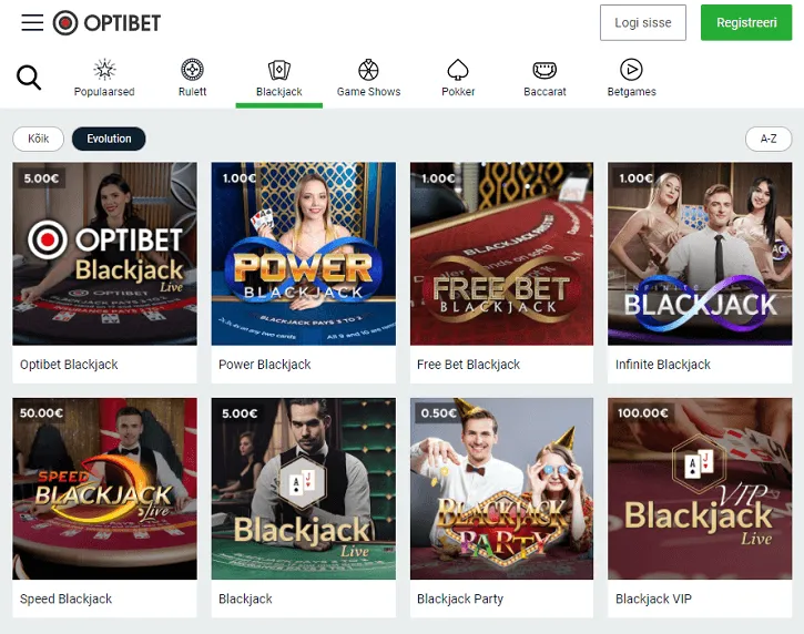 optibet live kasiino blackjack evolution